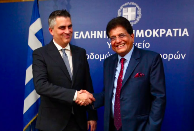 Συνάντηση του Υπουργού Υποδομών και Μεταφορών Χρίστου Δήμα με τον Ινδό Υπουργό Εμπορίου και Βιομηχανίας Piyush Goyal